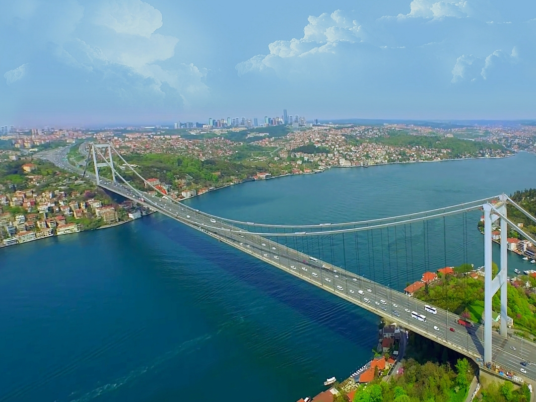 The turquoise color of the Bosphorus